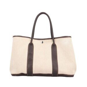 Hermes Garden Party PM Tote Toile Ash Beige Brown